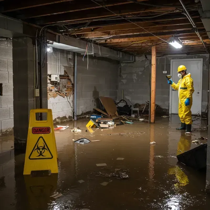 Flooded Basement Electrical Hazard in Melvindale, MI Property